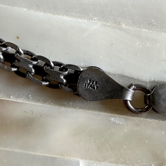 16” 925 Italy stamped Sterling Silver Bismarck Chain Necklace - Picture 4 of 8